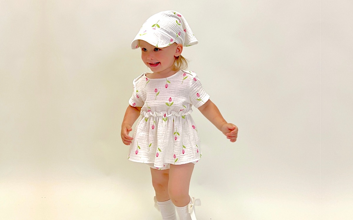 Туника из муслина для девочки Bebo в тюльпанах