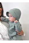 Детская муслиновая шапочка чепчик Bebo для новорожденного с козырьком, Мятный