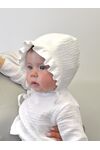 Детская муслиновая шапочка чепчик с рюшами Bebo для новорожденного, Белый
