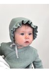 Детская муслиновая шапочка чепчик с рюшами Bebo для новорожденного, Мятный