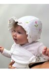 Детская муслиновая шапочка чепчик Bebo для новорожденного с козырьком, Тюльпаны