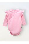 Боди кимоно для новорожденных с длинным рукавом и рюшами, Розовый