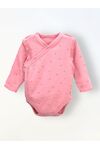 Боди кимоно для новорожденных с длинным рукавом, Сердечки на розовом