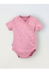 Боди кимоно для новорожденных короткий рукав Сердечки на розовом