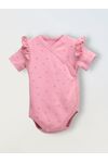 Боди кимоно для новорожденных с коротким рукавом и рюшами Сердечки на розовом