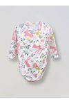 Боди кимоно для новорожденных с длинным рукавом, Зайчики в цветах