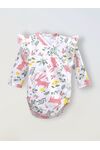 Боди кимоно для новорожденных с длинным рукавом и рюшами, Зайчики в цветах