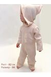Детский летний комбинезон из муслина с капюшоном, пудровый