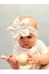 Нарядная повязка на голову для новорожденной девочки с цветком Bebo, Экрю