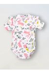 Боди кимоно для новорожденных с коротким рукавом и рюшами Зайчики в цветах