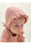 Детская муслиновая шапочка чепчик с рюшами Bebo для новорожденного, Розовый