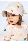 Муслиновая косынка с козырьком , Сердечки на белом