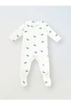 Нательный хлопковый комбинезон слип на молнии с закрытыми ножками и антицарапками, мини дино