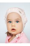 Розовый трикотажный  ажурный чепчик с с рюшей для новорожденных девочек Bebo
