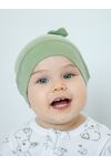 Эластичная меланжевая шапочка с узелком Bebo, Светло-оливковый