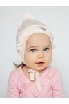 Розовый трикотажный ажурный чепчик уголком с с рюшей для новорожденных девочек Bebo