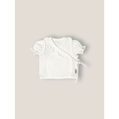 Ажурная распашонка с коротким рукавом-фонариком и милой рюшей