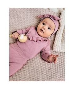 Нарядное боди кимоно (на запах) с длинным рукавом и рюшей по груди, лиловый