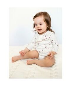 Нарядное боди кимоно (на запах) с длинным рукавом и рюшей по груди, букетики