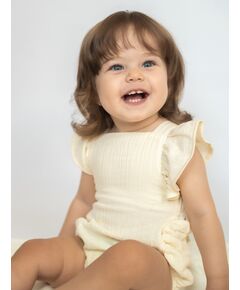 Муслиновый ромпер Bebo с для девочки на бретелях с крылышками, Экрю