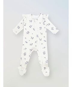 Нательный хлопковый комбинезон слип на молнии Bebo с закрытыми ножками и антицарапками, цвет незабудки