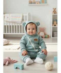 Теплый комбинезон из футера на манжетах