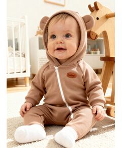 Теплый комбинезон из футера на манжетах