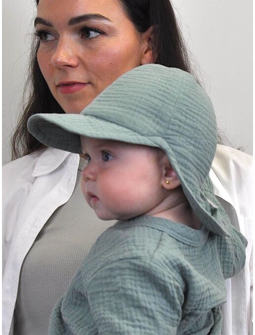 Бейсболка для новорожденного из муслина Bebo, Мятный