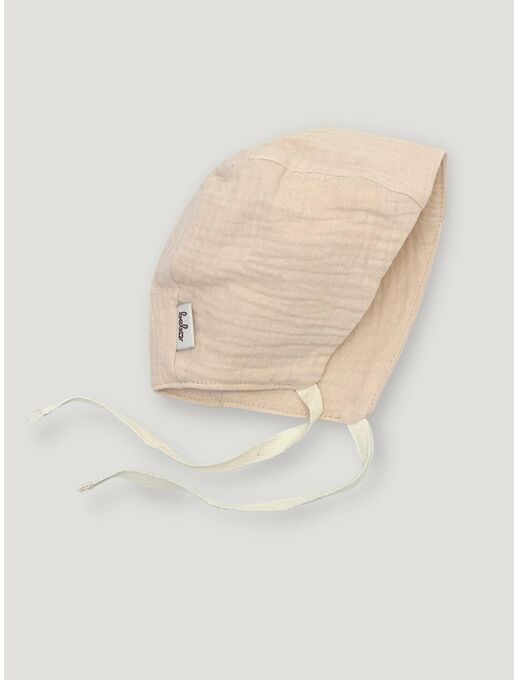 Детская муслиновый чепчик шапочка Bebo для новорожденного, пудровый