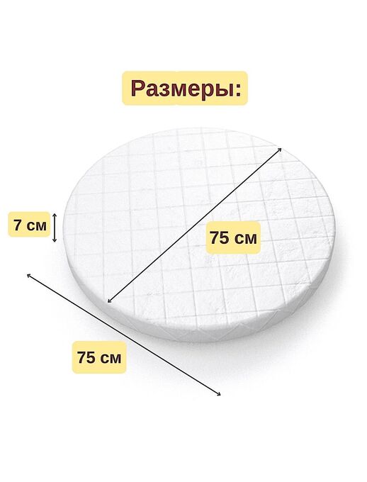 Модель круглого беспружинного ортопедического матраса для новорожденного Bebo Light 750х750