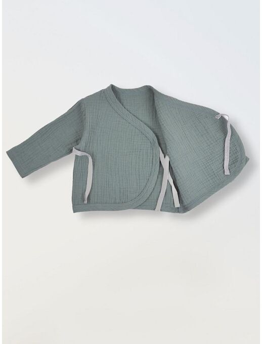 Удлиненная муслиновая распашонка-кимоно для новорожденных Bebo, Мятный