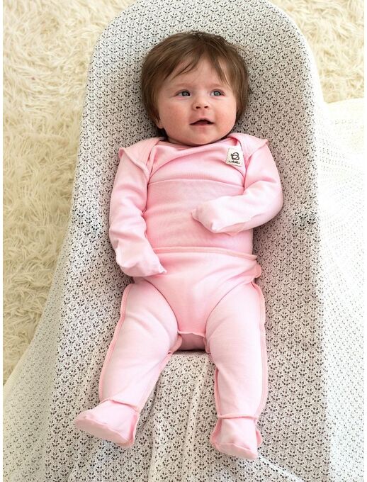 Розовые Штанишки ползунки Bebo с закрытыми ножками и широкой резинкой