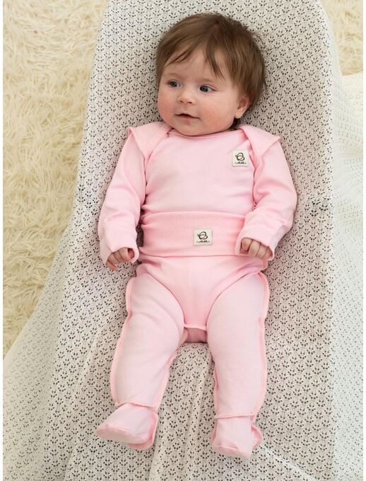 Розовые Штанишки ползунки Bebo с закрытыми ножками и широкой резинкой