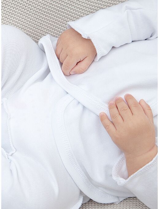 Удлиненная распашонка для новорожденных на кнопках, с антицарапками, Белая, Расцветка одежды: Белый, Выбрать размер: 62, изображение 3