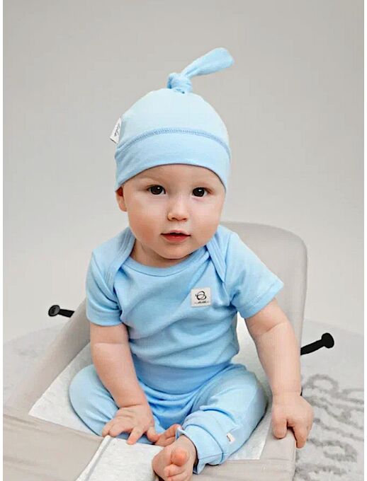 Детская шапочка для новорожденного Bebo с узелком, Голубой