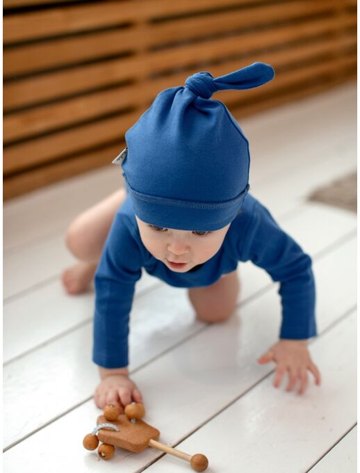 Детская шапочка для новорожденного Bebo с узелком, Индиго