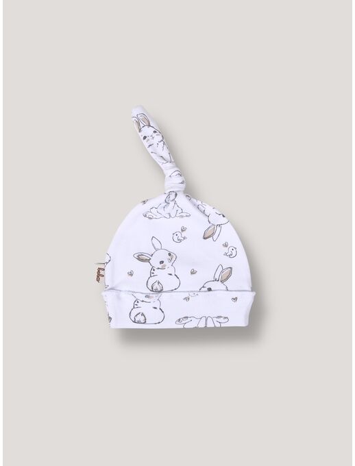 Детская шапочка для новорожденного Bebo с узелком, Зайчики и птички