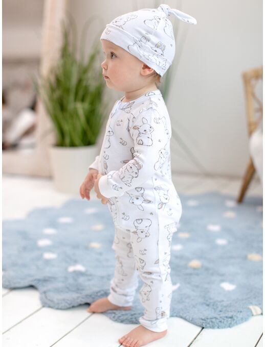 Детская шапочка для новорожденного Bebo с узелком, Зайчики и птички