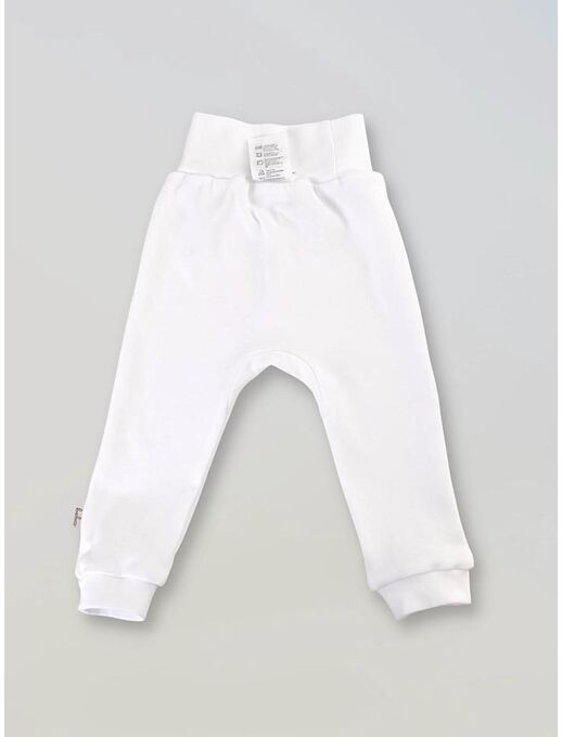 Детские штанишки-ползунки Bebo с широкой резинкой и манжетами, Белый