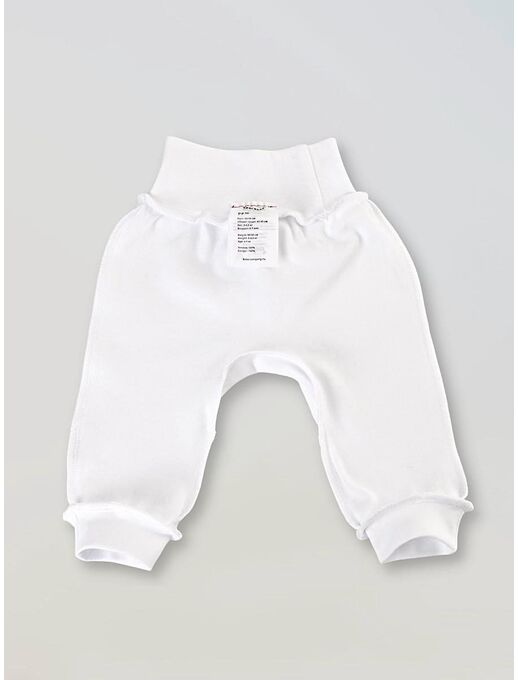 Детские штанишки-ползунки Bebo с широкой резинкой и манжетами, Белый