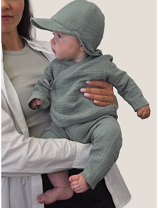 Штанишки из муслина для новорожденных малышей, Мятный, Расцветка одежды: Мятный, Выбрать размер: 68, изображение 2