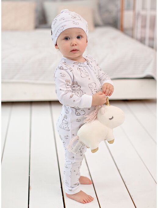 Нательный комбинезон для малыша Bebo, Зайчики и птички