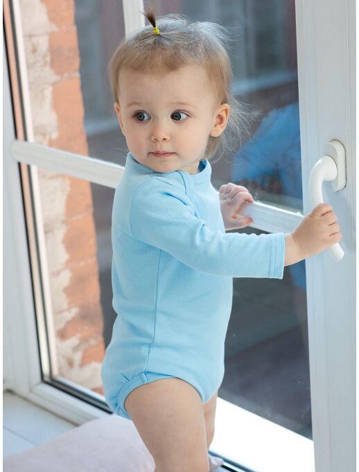 Боди с длинным рукавом для новорожденного Bebo, ГолубойБоди с длинным рукавом для новорожденного Bebo, Голубой