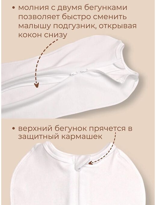 Кокон для пеленания новорожденных Bebo, Белый