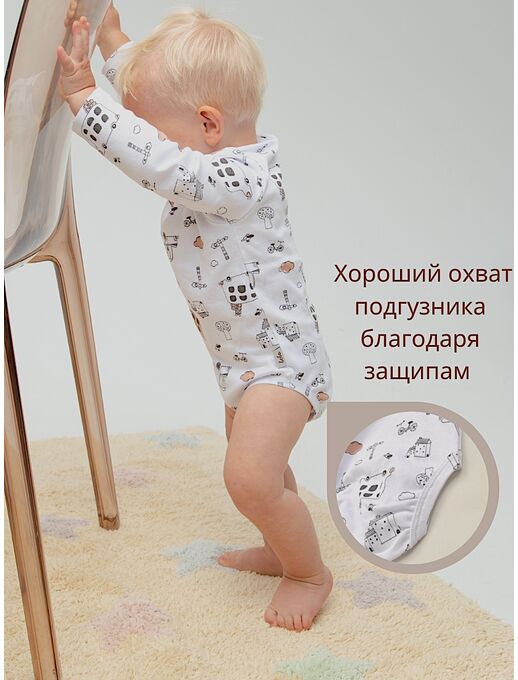 Боди с длинным для новорожденных малышей рукавом Автобусы