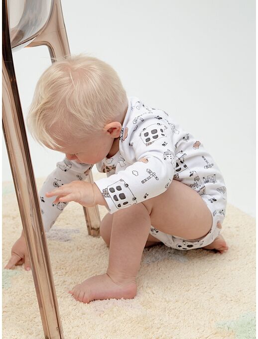 Боди с длинным для новорожденных малышей рукавом Автобусы