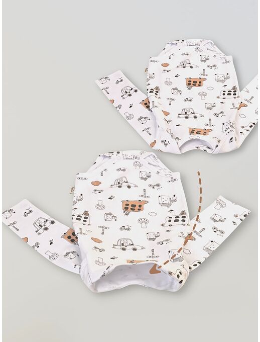 Боди с длинным для новорожденных малышей рукавом Автобусы