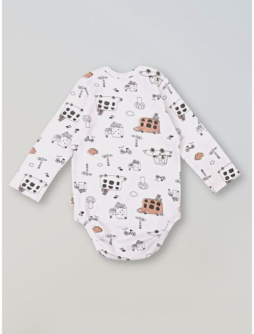 Боди с длинным для новорожденных малышей рукавом Автобусы