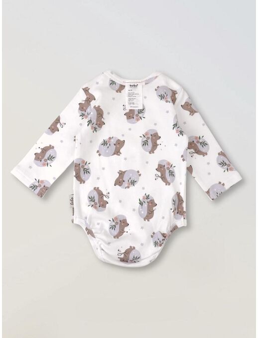 Боди с длинным рукавом для новорожденного Bebo, Ежики с цветами