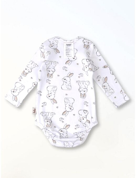 Боди с длинным рукавом для новорожденного Bebo, Зайчики и птички